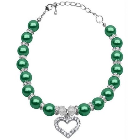 UNCONDITIONAL LOVE Heart and Pearl Necklace Emerald Green Sm - 6-8 UN806312